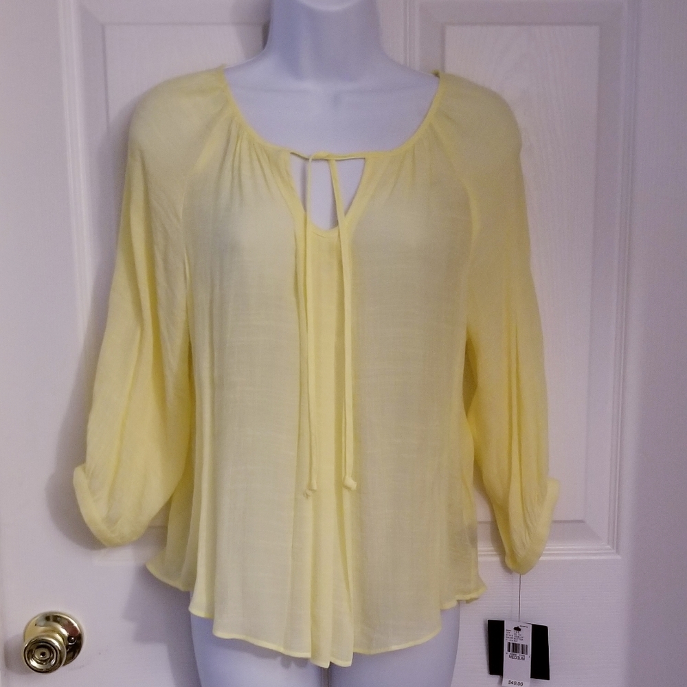 Yellow Boho Peasant Top